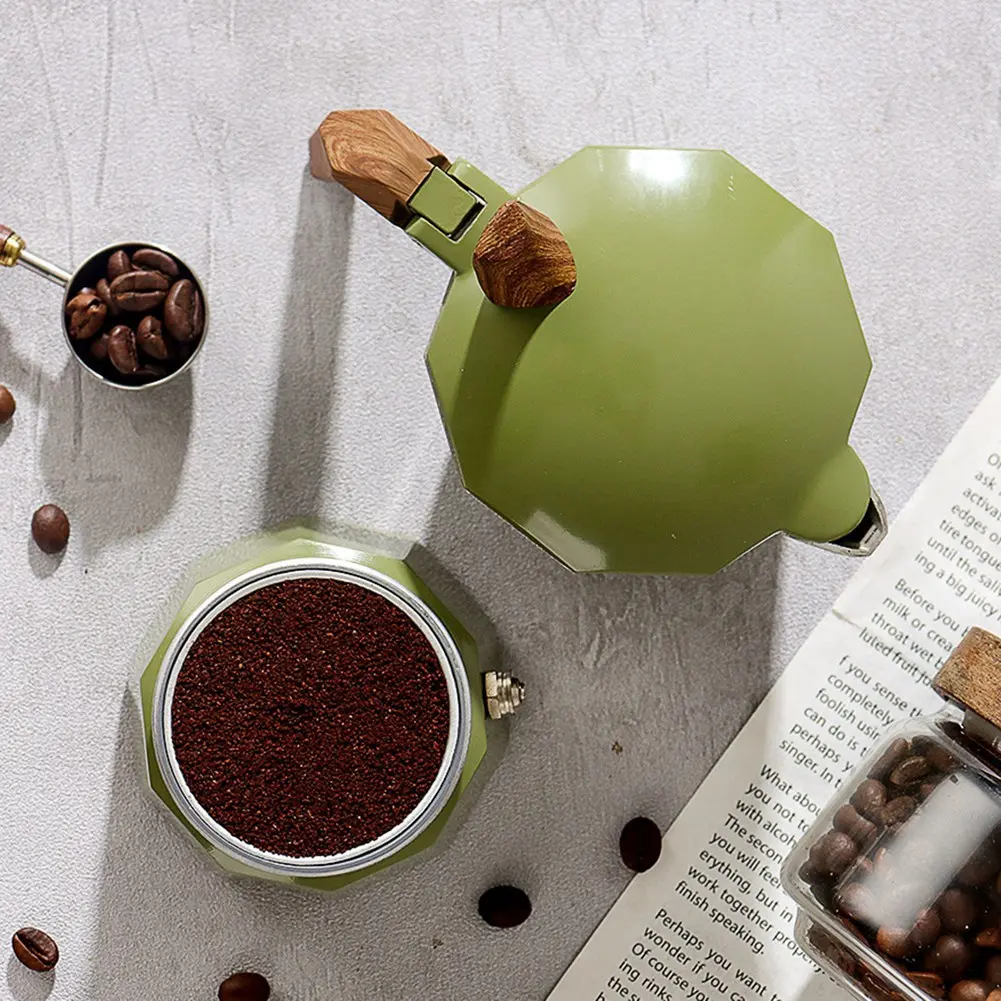 HGHO 150Ml Double Valve Moka Pot Double Valve Espresso Maker Italian Coffee Professional Home Coffee Accessories