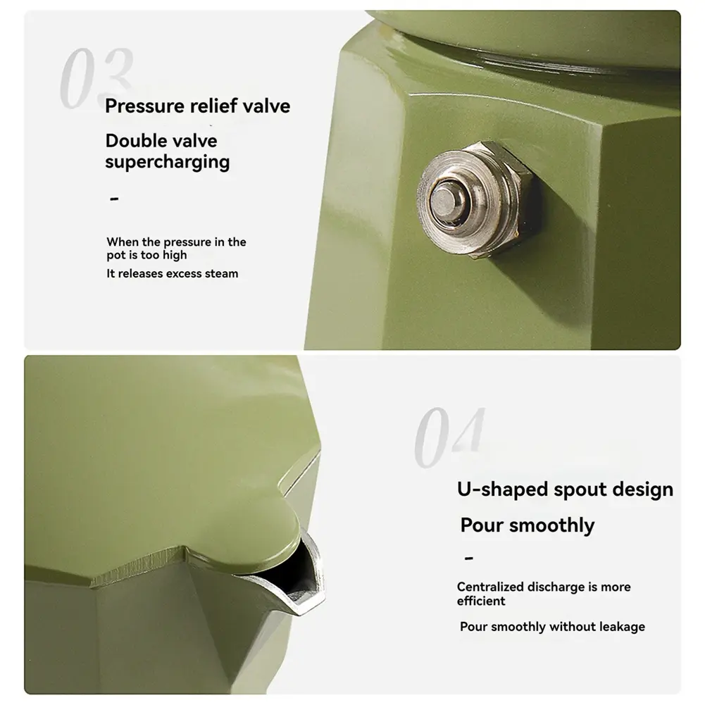 HGHO 150Ml Double Valve Moka Pot Double Valve Espresso Maker Italian Coffee Professional Home Coffee Accessories