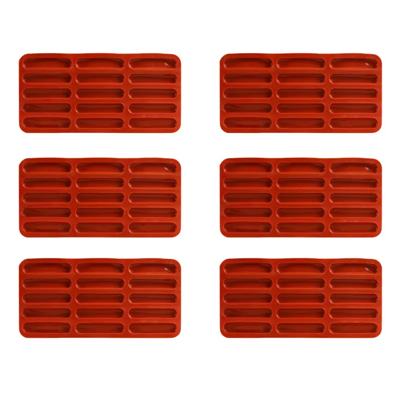 HGHO 6X Tiramisu Finger Biscuit Silicone Mould,15 Cavities Cereal Bars Baking Mould Long Strip Silicone Mold