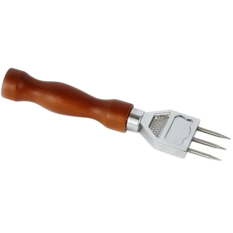 HGHO 5X Ice Pick - Sturdy Ice Chipper With Solid Wood Handle, 304 Stainless Steel Three Pronged Ice Crusher