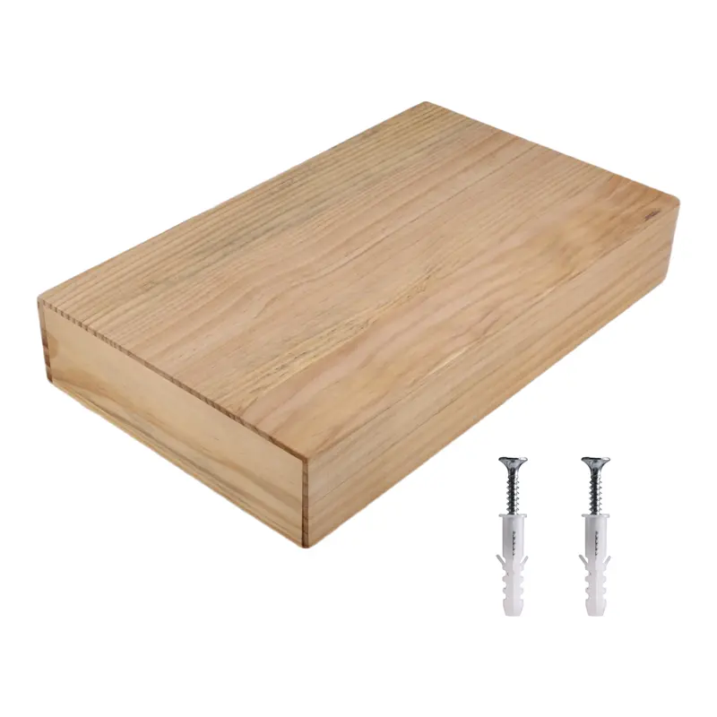 HGHO Solid Wood Floating Shelf With  Compartment Wall-Mounted Storage Rack Home Decor B