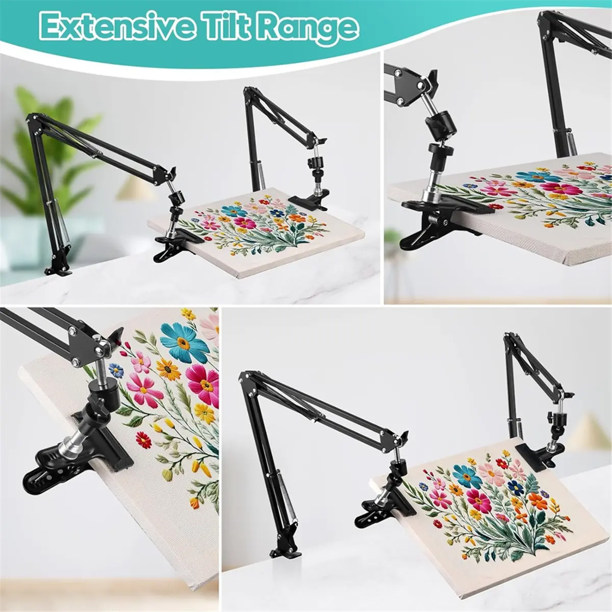 New 2pc Adjustable Embroidery Hoop Holder Rotating Hoop Holder Folding for Embroidery Hoop,Needle Art Frame and Phone Holder