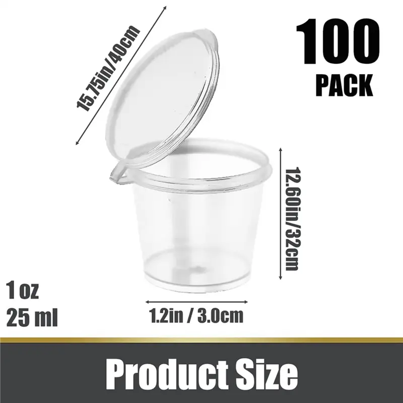 HGHO 200 Pieces Small Plastic Containers With Lids, 25Ml Small Sauce Pots Plastic Pots Jelly Pots For Sauce Dips Salads