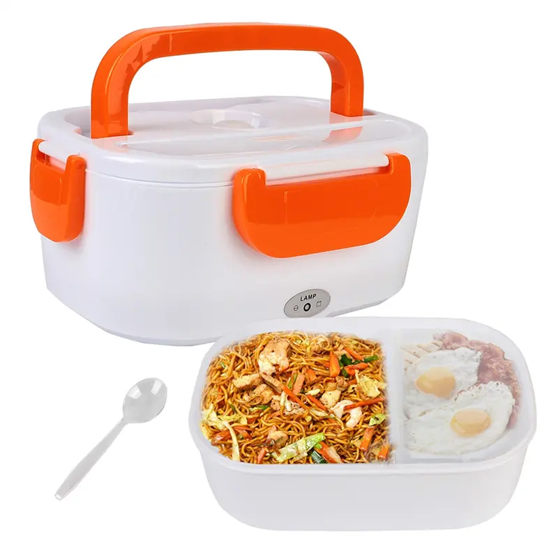 HGHO Dinnerware Electric Heated Lunch Box Travel Car Work Heating Bento Box Car Plug Food Warmer Fast Heating Food Container