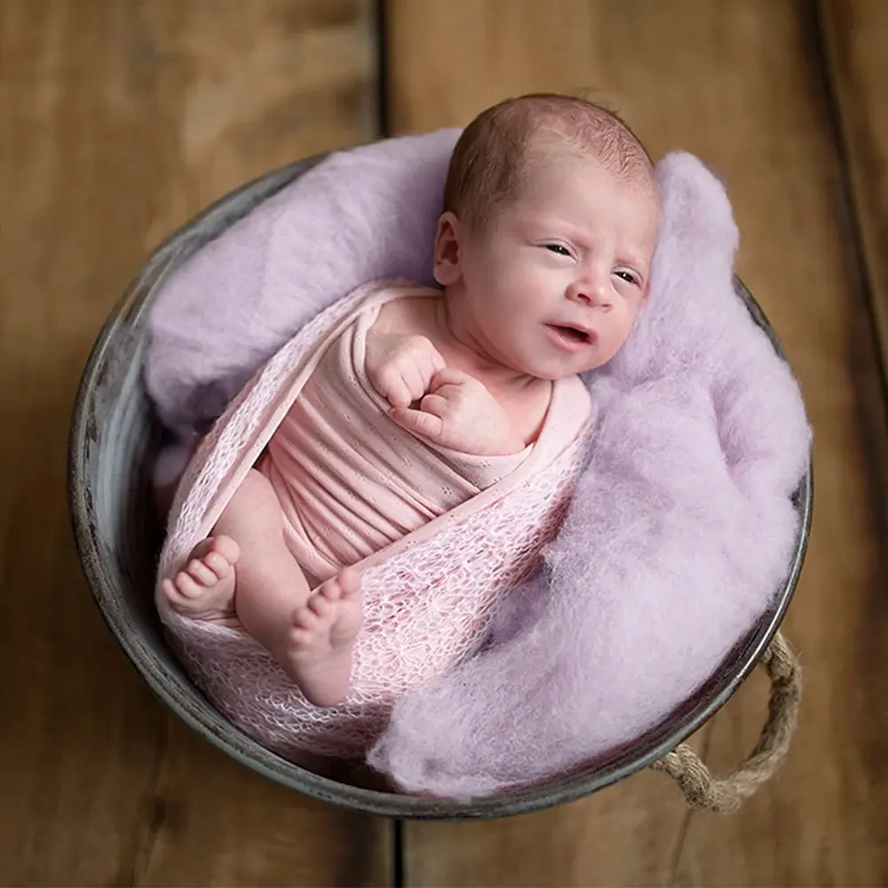 Don&Judy Newborn Photography Props Handmade Wool Soft Blanket Baby Basket Stuffer Filler Infant Photo Shoot Fotografia Accessory