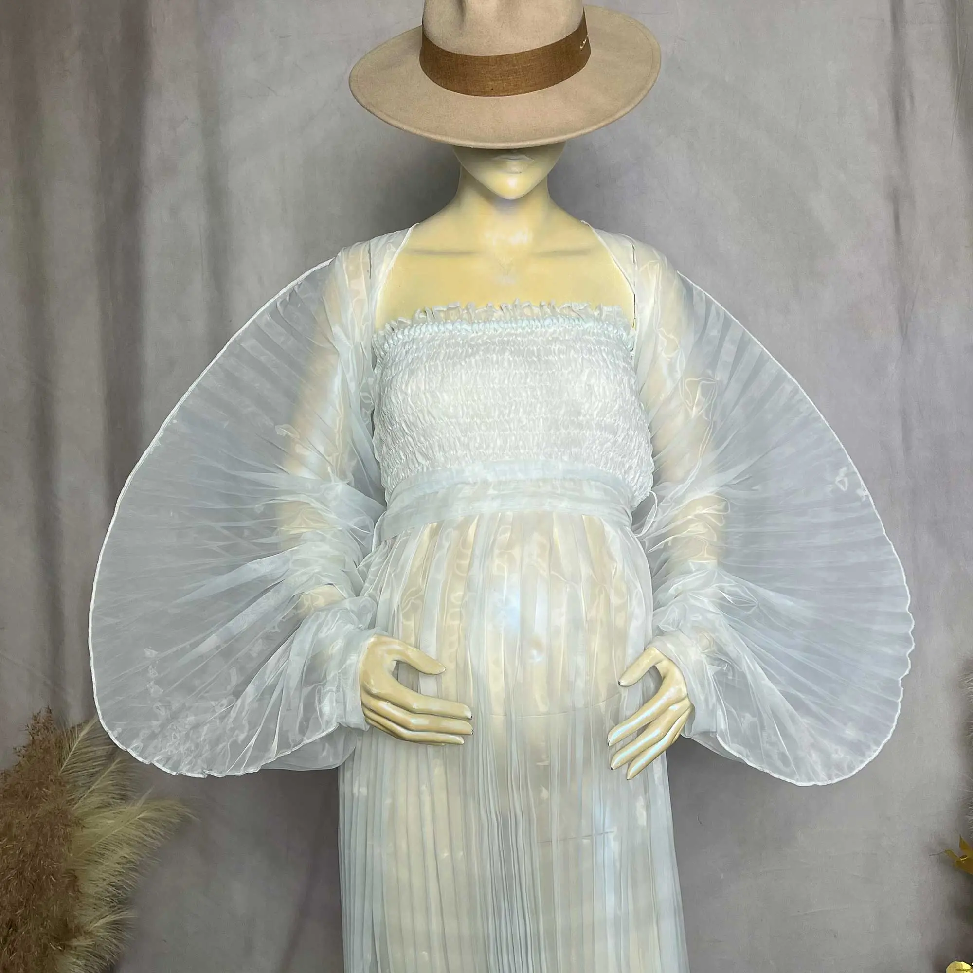 2025 New White Pleated Maternity Photoshoot Dress Photography Props Baby Shower Dress Pregnancy Picture Dresses Evening Gowns