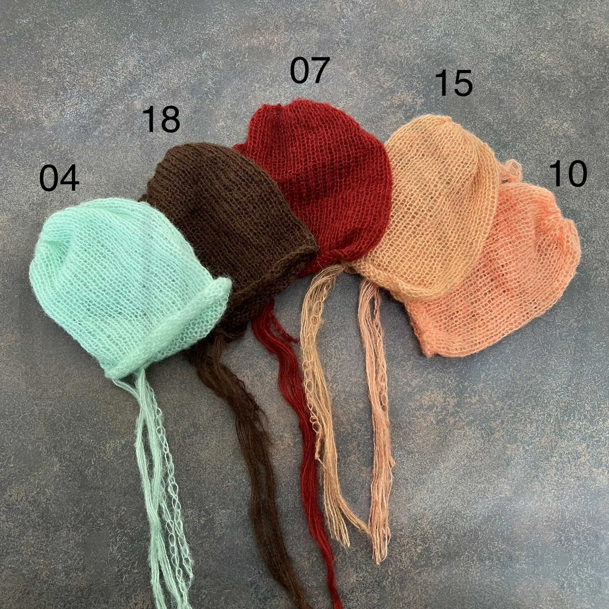 Don&Judy 5PCS/Set Soft Newborn Mohair Hats Baby Photography Props Bonnet Headwear Infant Boy Girl Photo Shoot Studio Accessories