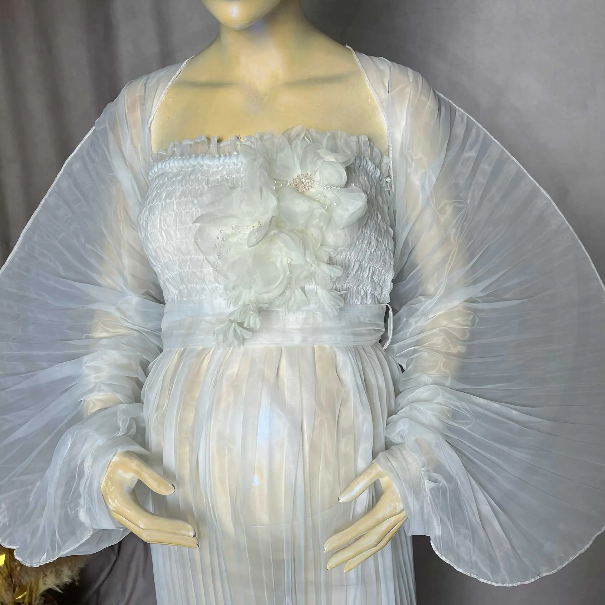 2025 New White Pleated Maternity Photoshoot Dress Photography Props Baby Shower Dress Pregnancy Picture Dresses Evening Gowns