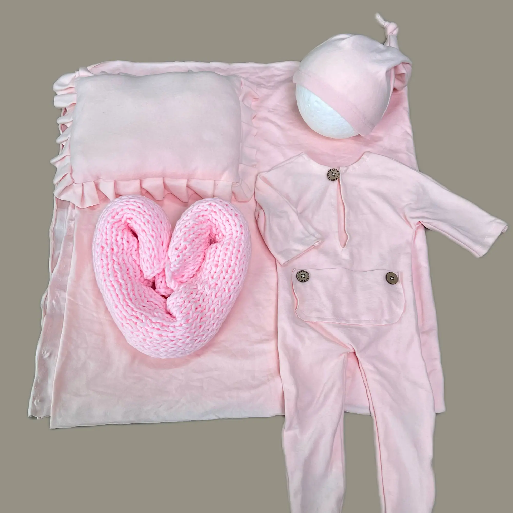 Baby Boys Girls Bodysuits Hat Headwear Pillow Wrapping Cloth 5PCS/Lot Newborn Infant Toddler Long Sleeves Fall Spring Clothing