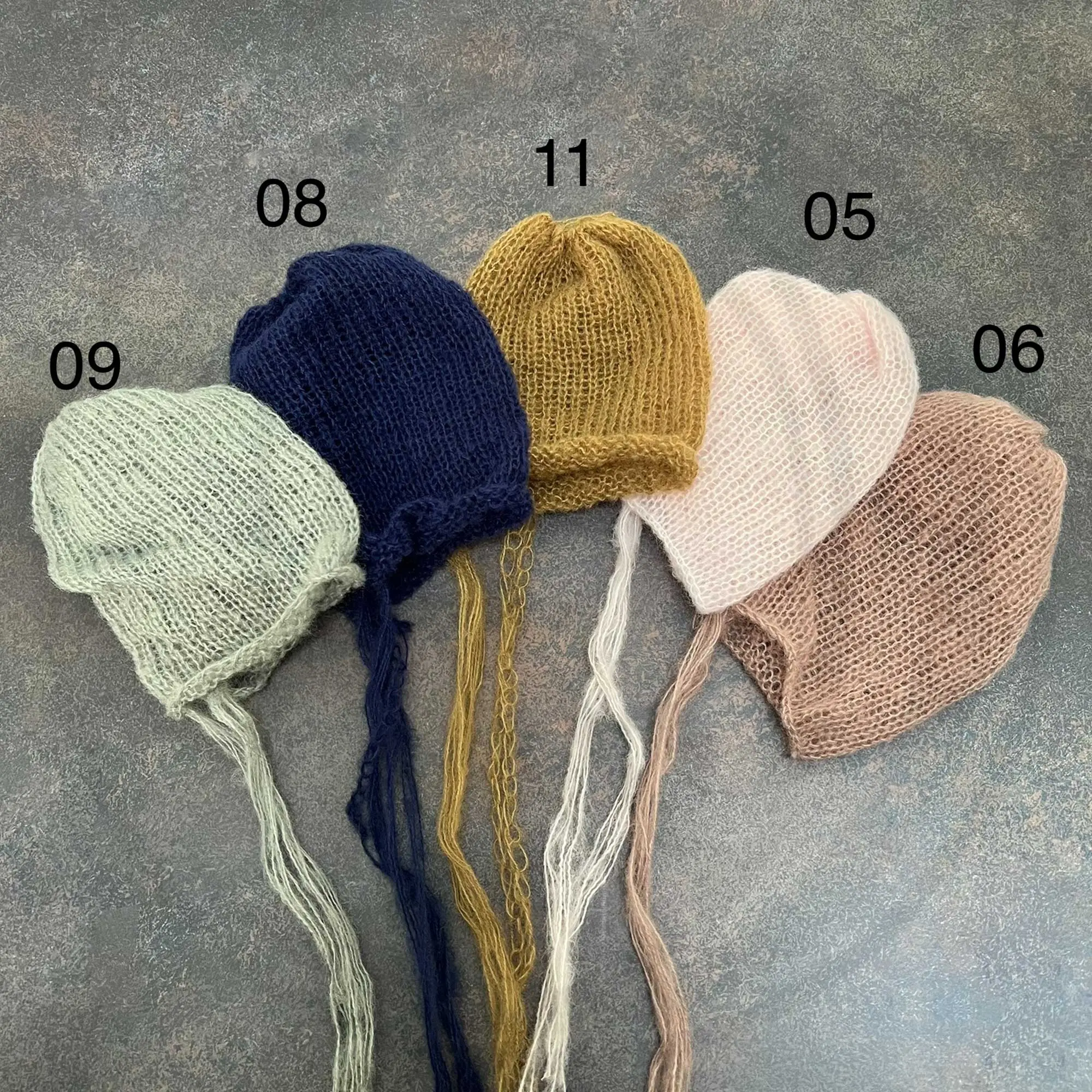 Don&Judy 5PCS/Set Soft Newborn Mohair Hats Baby Photography Props Bonnet Headwear Infant Boy Girl Photo Shoot Studio Accessories
