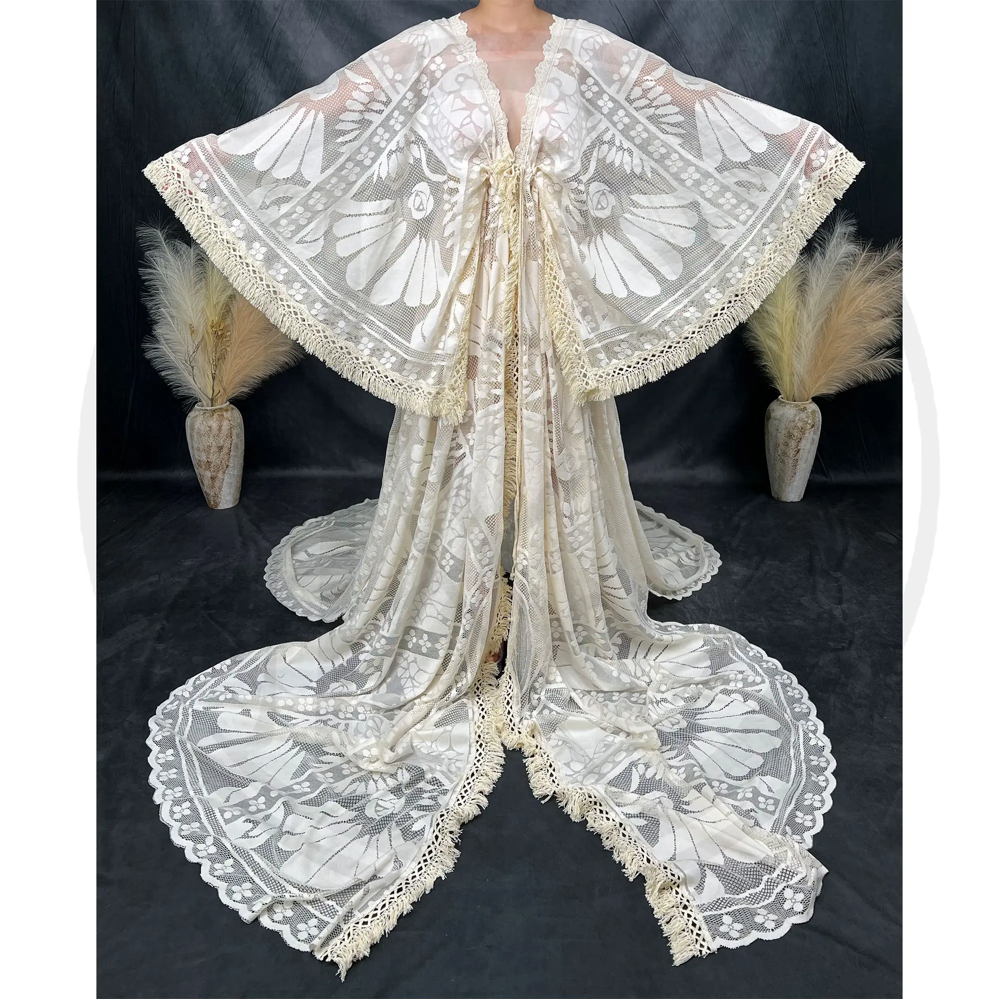 Maxi Long Boho Lace Photo Shoot Gown Pregnant Robe Maternity Dress Evening Party Costume for Women Photography Accessories