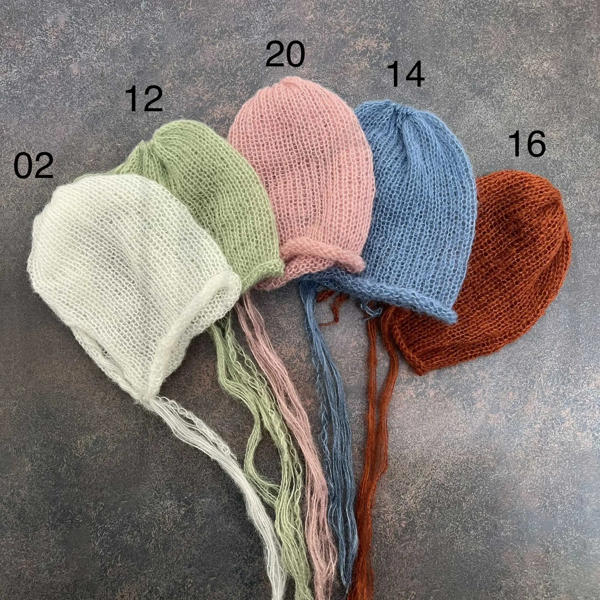 Don&Judy 5PCS/Set Soft Newborn Mohair Hats Baby Photography Props Bonnet Headwear Infant Boy Girl Photo Shoot Studio Accessories