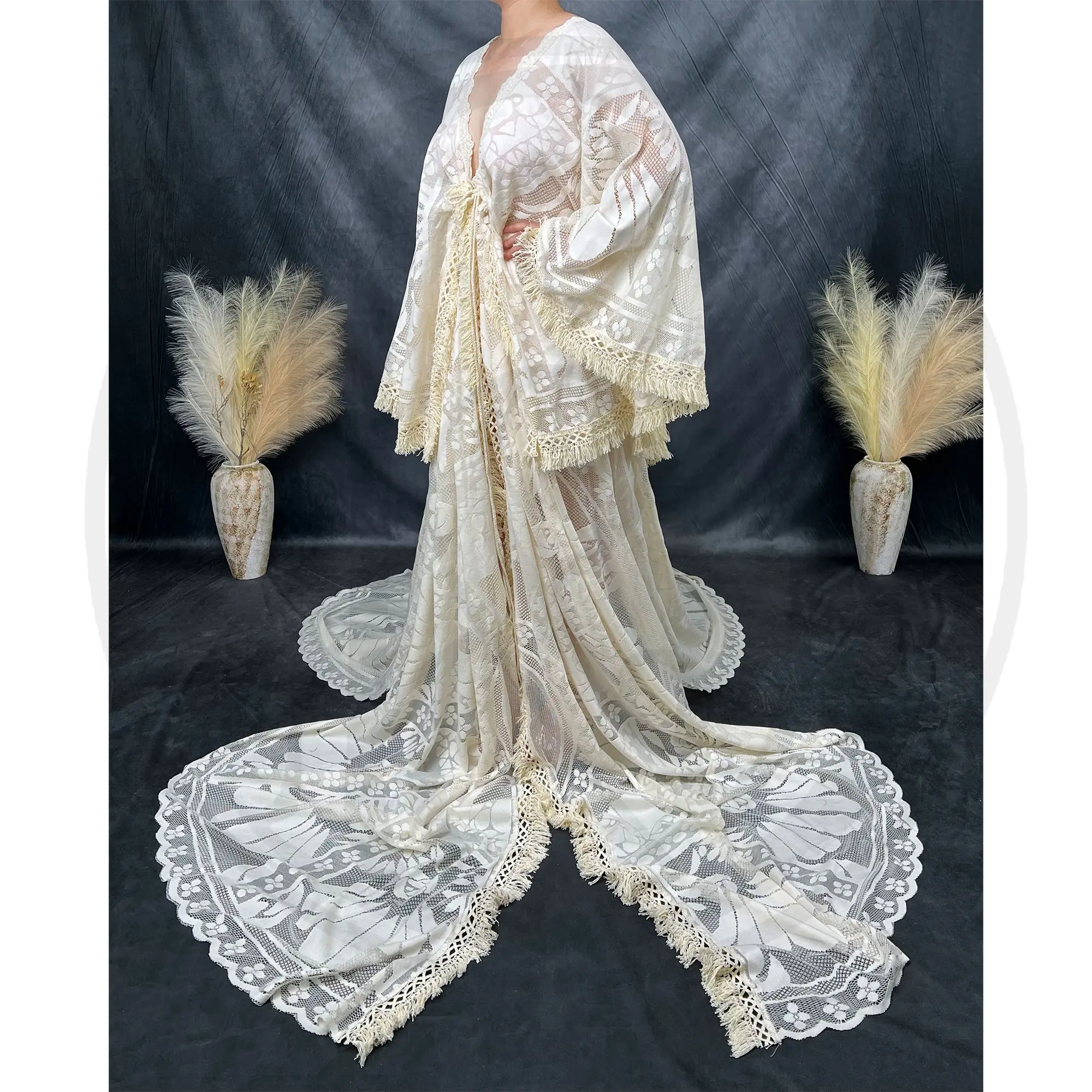 Maxi Long Boho Lace Photo Shoot Gown Pregnant Robe Maternity Dress Evening Party Costume for Women Photography Accessories