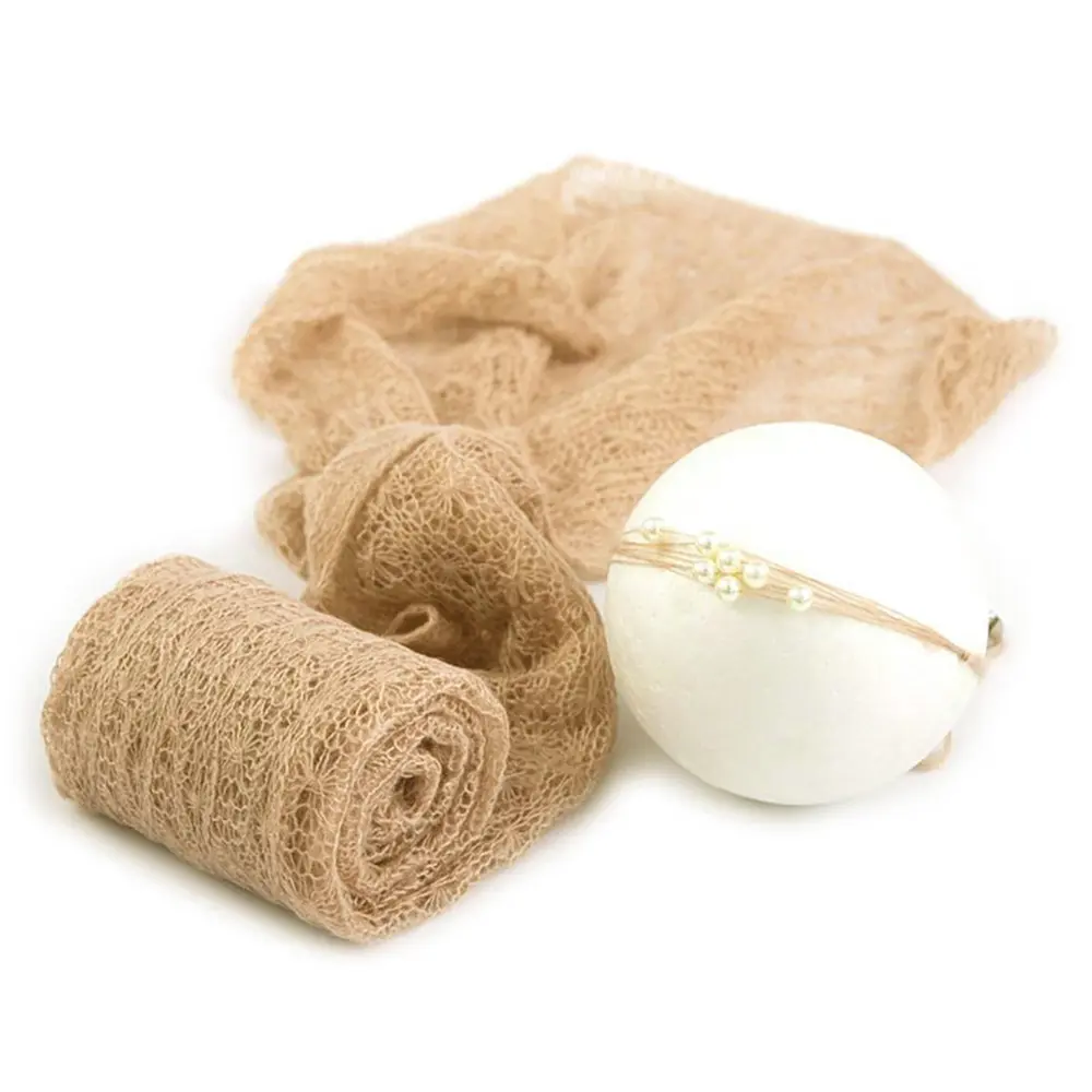 2PCS/Set Photo Shoot Props Knitted Mohair Receiving Wrap with Infant Hat Headband for Newborn Baby Photography Accessories 2023