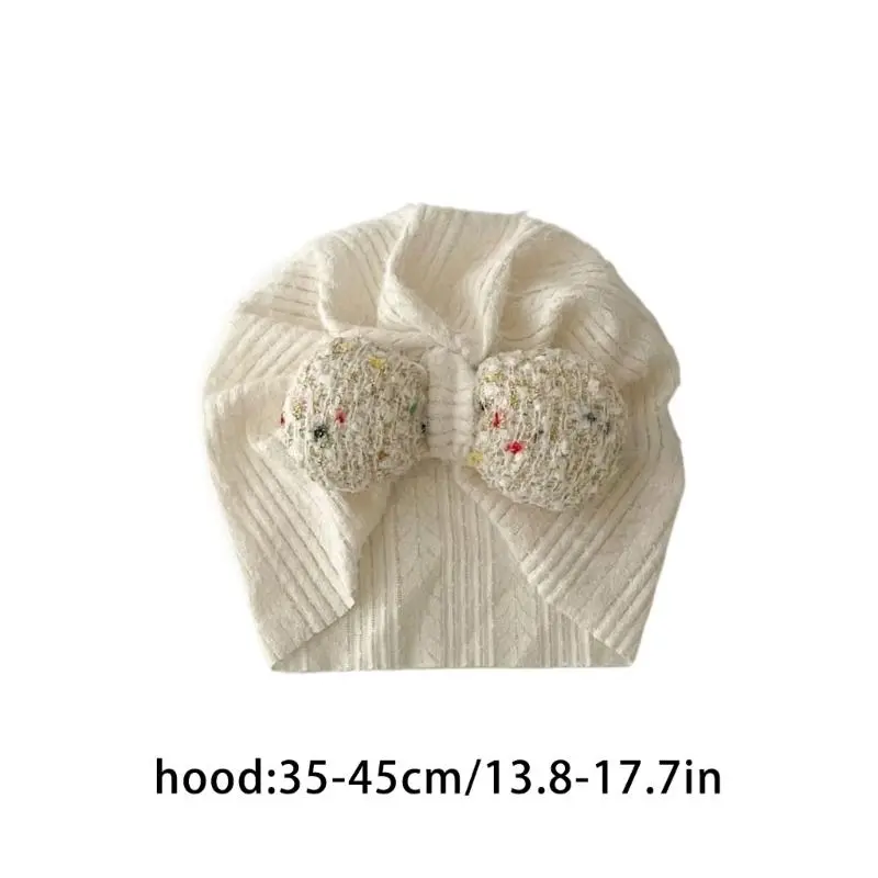 M76C Girl Hat Cotton Solid Infant Beanie for 0-12 Months Newborns Lace Up Bonnet