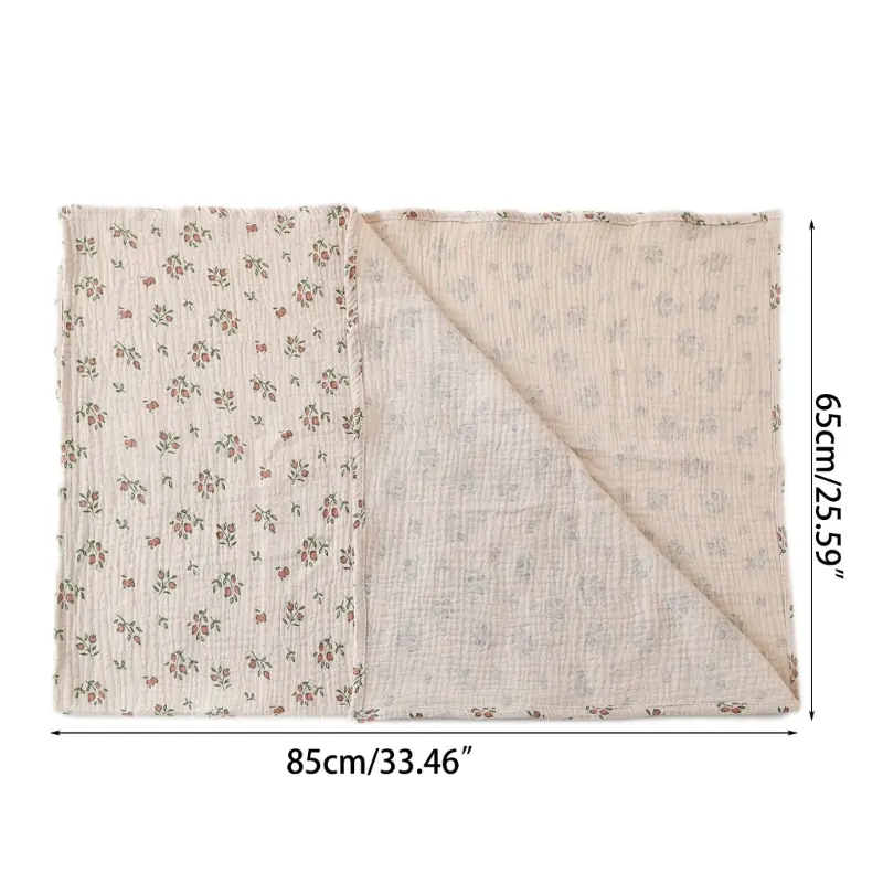 2pcs/set Cotton Swaddle Blanket Baby Blanket Floral Print Muslin Diaper Swaddle New Born Crinkle Fabric Baby Born Stroller Cover
