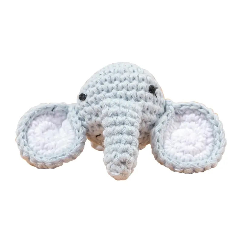 Handmade Crochet Rabbit Elephant Lion Animal Head Knitting Beads DIY Baby Pacifier Chain Chewable Accessories Infant Teether toy