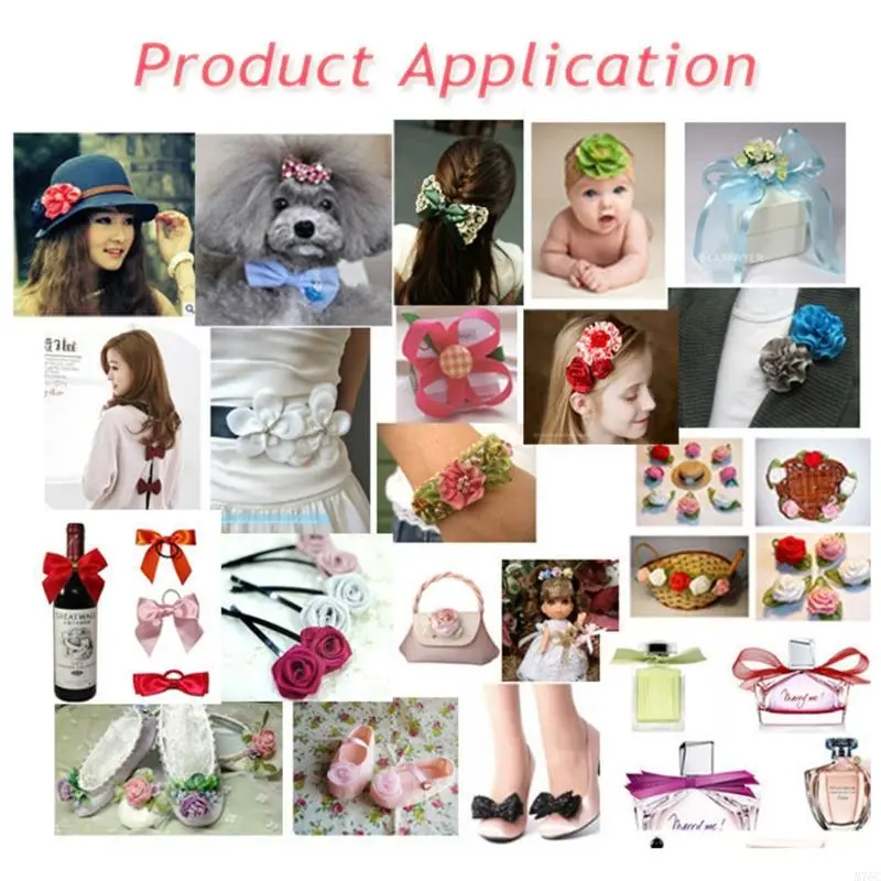 100pcs Mix Color small rose flower mini handmade satin ribbon rose head wedding scrapbooking decoration clothes accessories