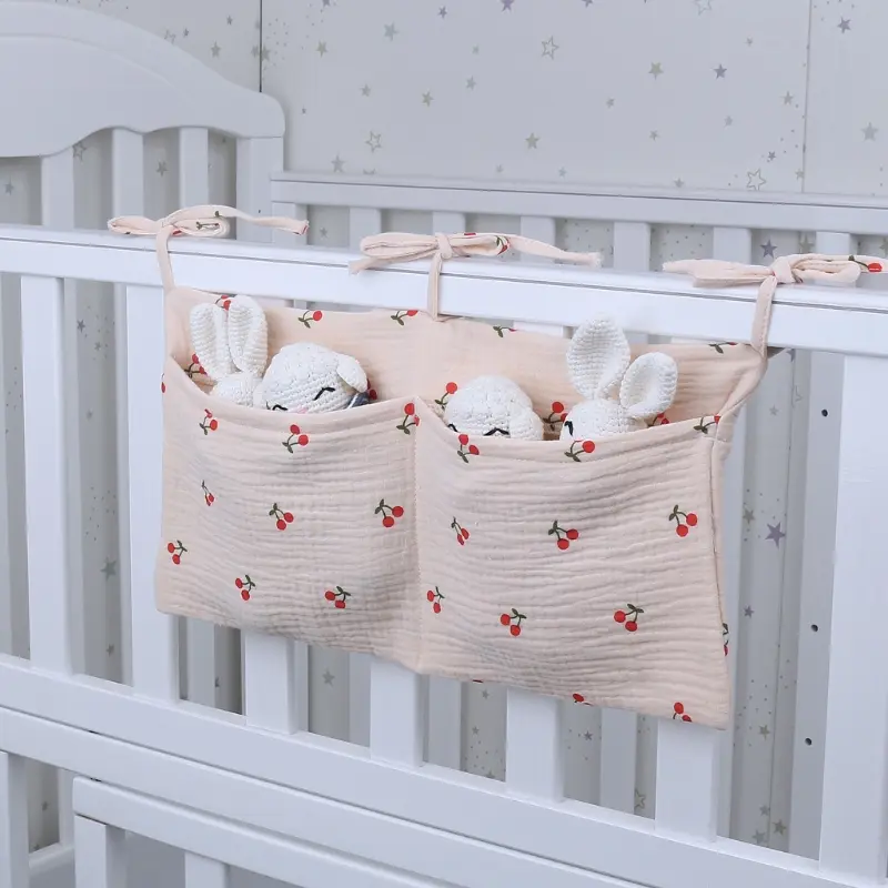 Baby Bedside Storage Bag Baby Crib Organizer Hanging Bag for Baby Multi-Purpose Newborn Bed Hanging Diaper Toy Tissue