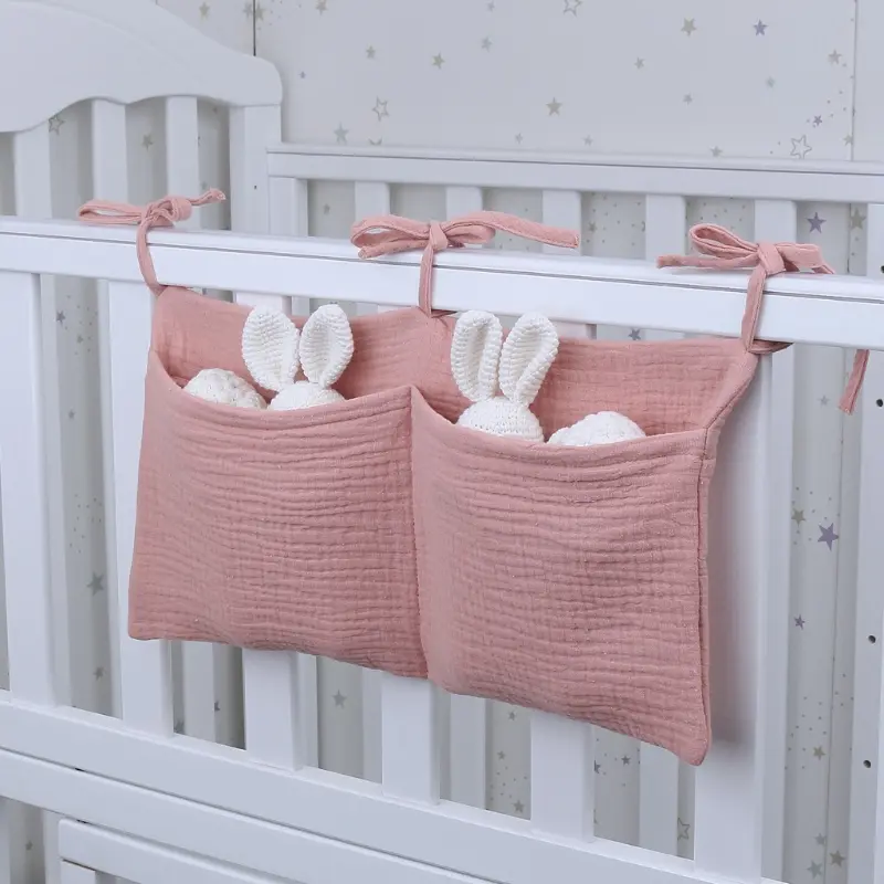 Baby Bedside Storage Bag Baby Crib Organizer Hanging Bag for Baby Multi-Purpose Newborn Bed Hanging Diaper Toy Tissue