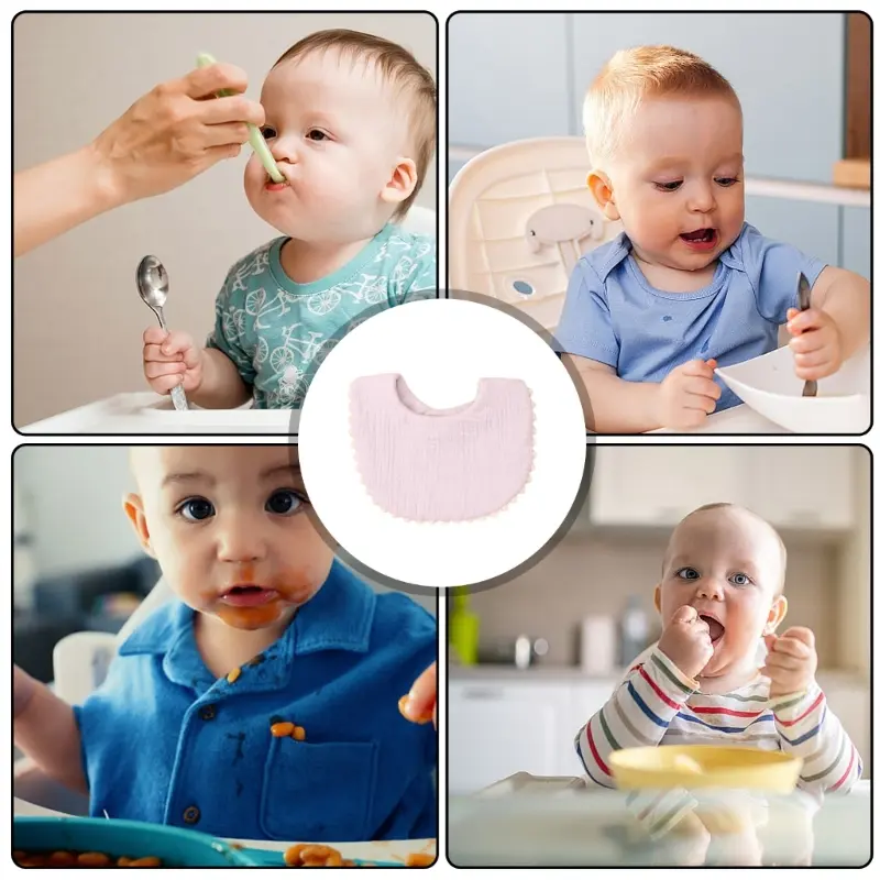 Solid Cartoon butterfly Print Muslin Cotton Bamboo Baby Bib Tassel Lace Boy Girl Feeding Drool Saliva Towel Burp Cloth