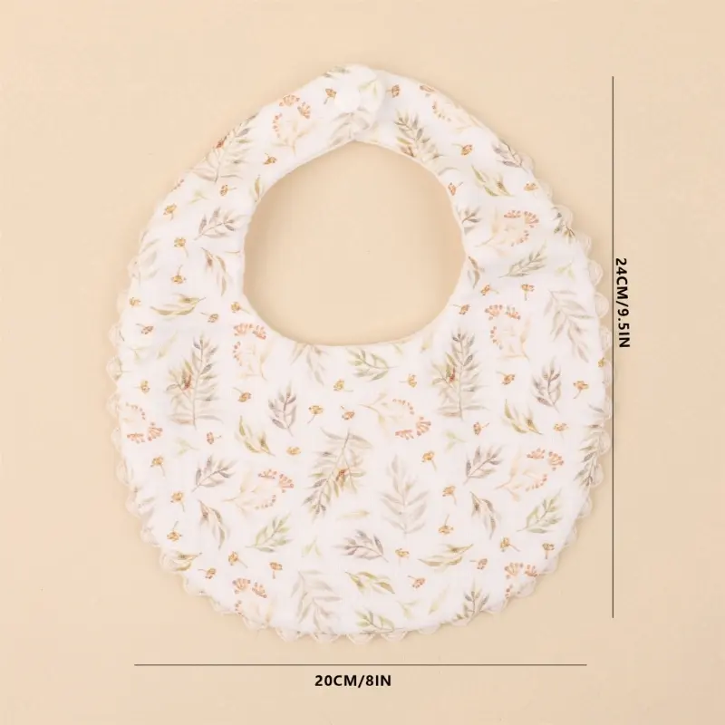 Solid Cartoon butterfly Print Muslin Cotton Bamboo Baby Bib Tassel Lace Boy Girl Feeding Drool Saliva Towel Burp Cloth