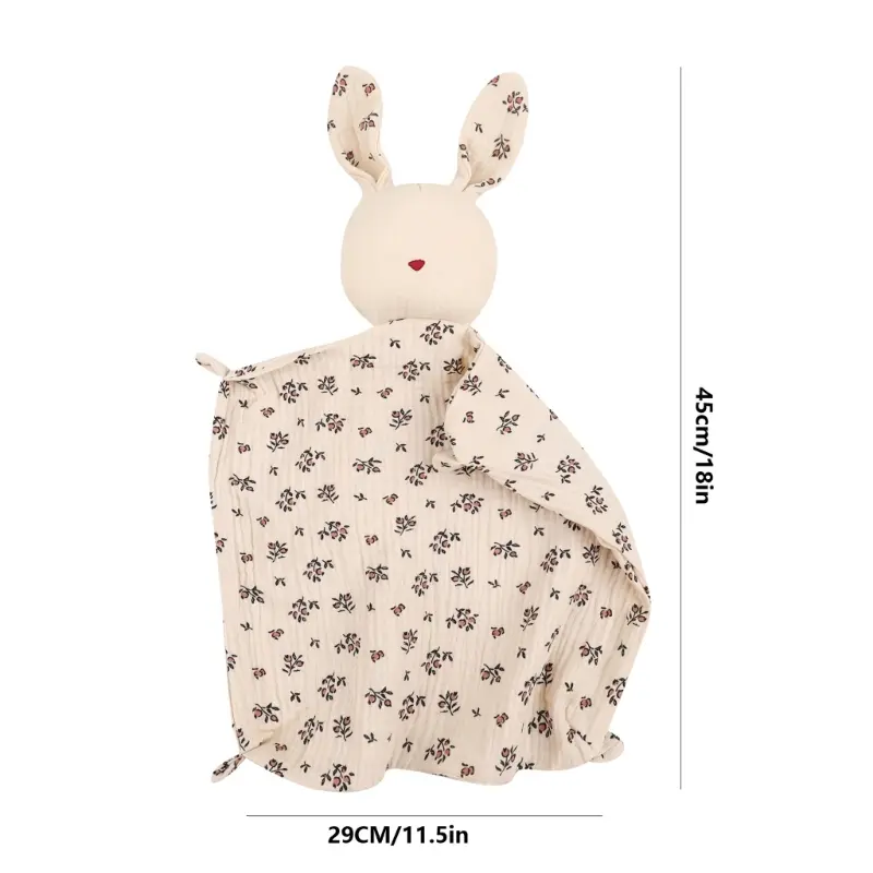 Cute Baby Rattle Bunny Muslin Towel Newborn Soft Cotton Sleeping Dolls Burp Soothing Cloth Blanket Educational Plush Rabbit