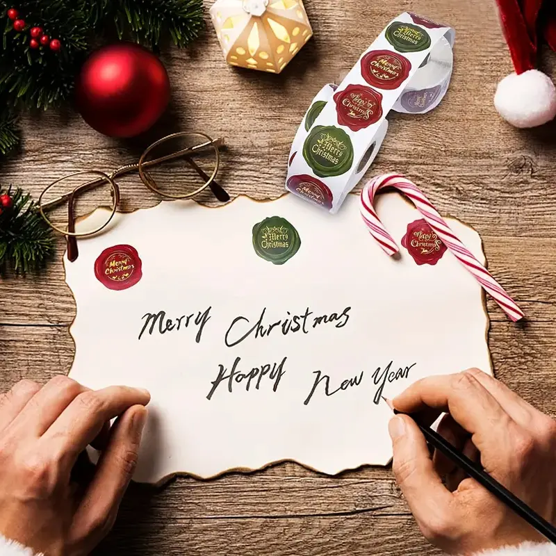 500Pcs Merry Christmas Stickers Christmas Theme Seal Labels Stickers For DIY Gift Baking Package Envelope Stationery Decor