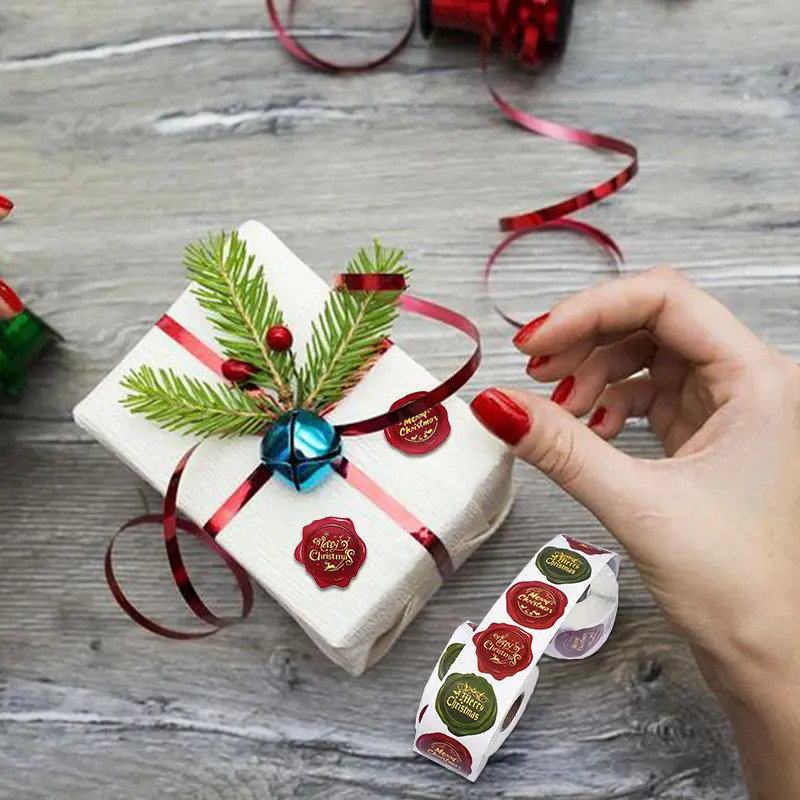 500Pcs Merry Christmas Stickers Christmas Theme Seal Labels Stickers For DIY Gift Baking Package Envelope Stationery Decor