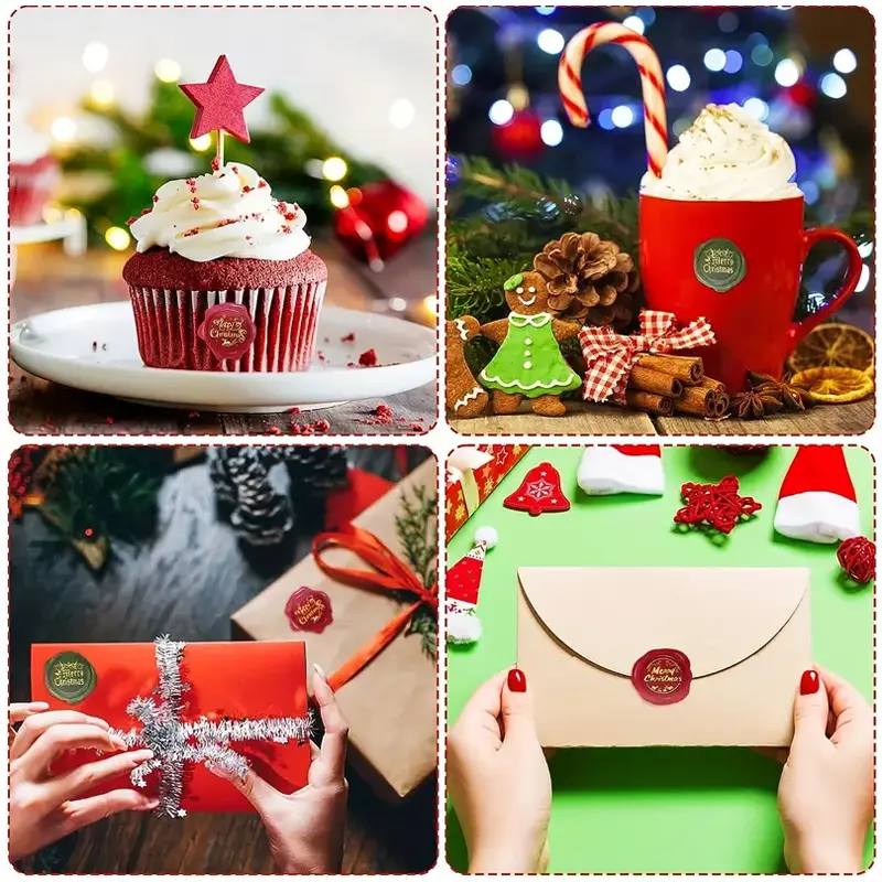 500Pcs Merry Christmas Stickers Christmas Theme Seal Labels Stickers For DIY Gift Baking Package Envelope Stationery Decor