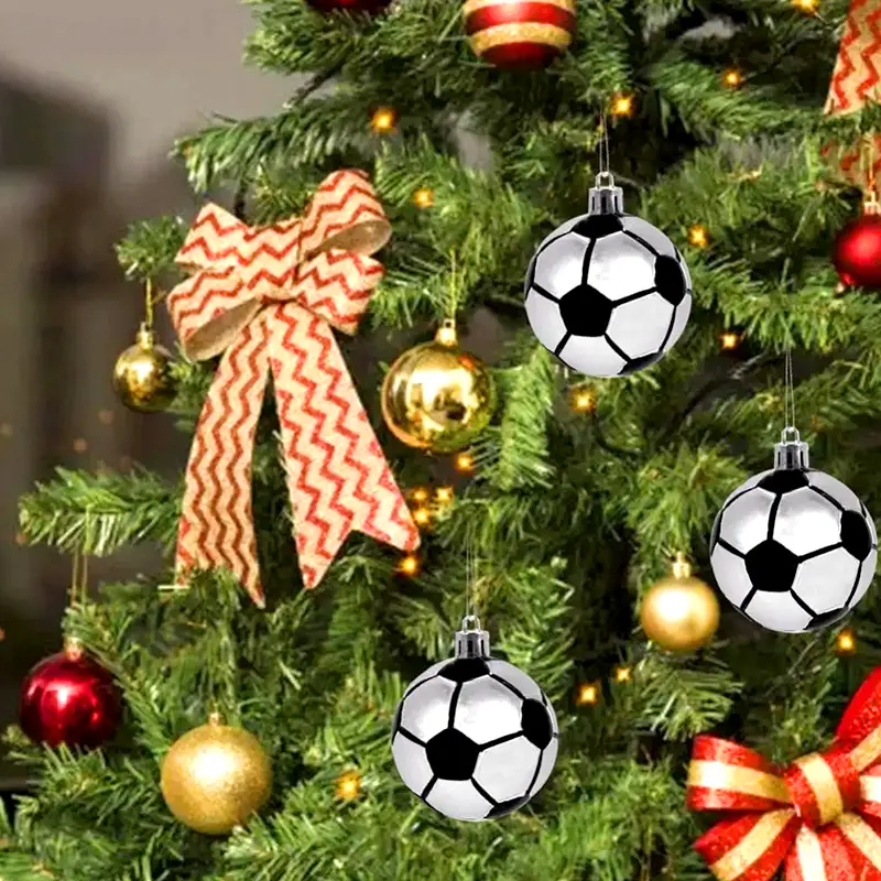 6pcs Christmas Ball Ornaments Four Sports Football Basketball Rugby Baseball Hanging Ornament Xmas Tree Pendant New Year Decor