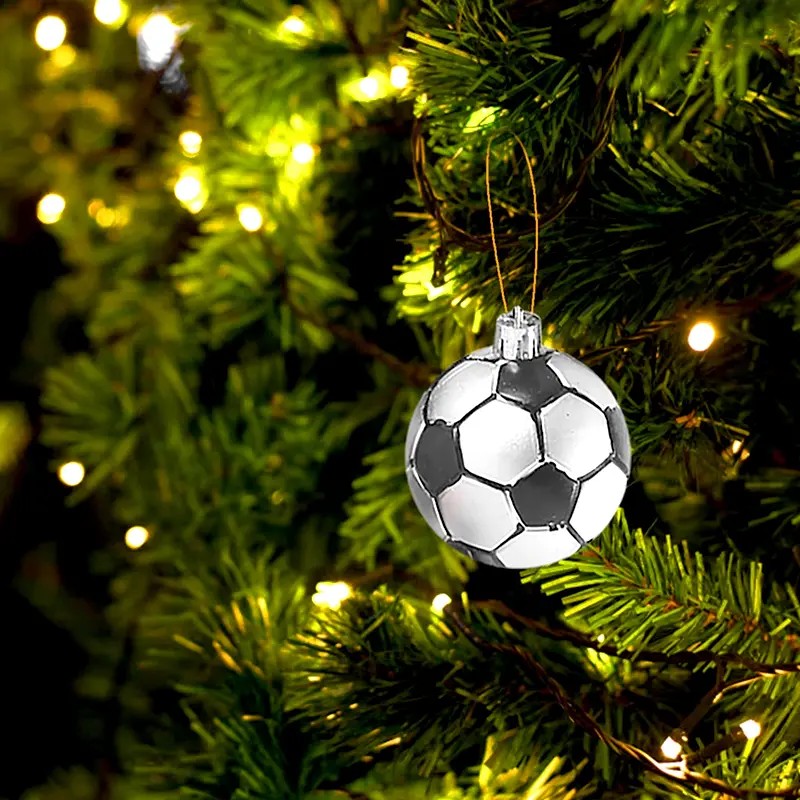 6pcs Christmas Ball Ornaments Four Sports Football Basketball Rugby Baseball Hanging Ornament Xmas Tree Pendant New Year Decor