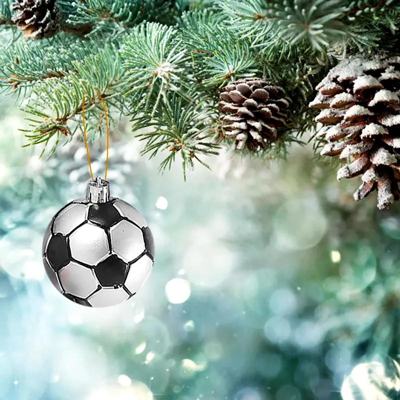 6pcs Christmas Ball Ornaments Four Sports Football Basketball Rugby Baseball Hanging Ornament Xmas Tree Pendant New Year Decor