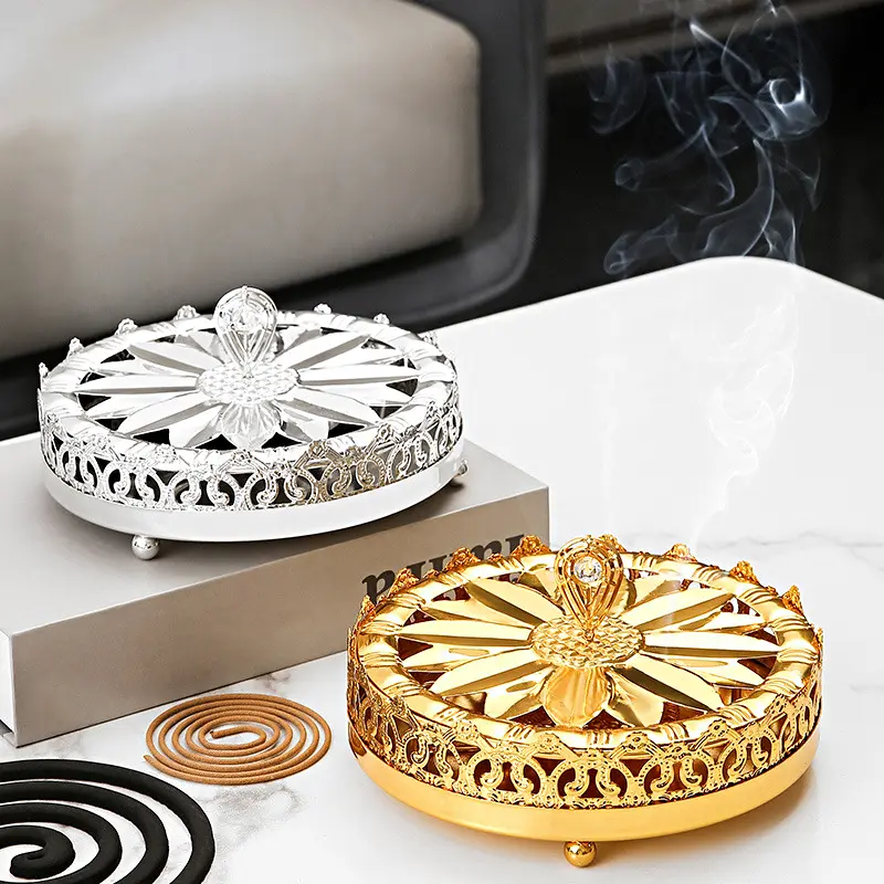 Mosquito Coils Holder Stainless Steel Mosquito Coil Box with Cover Round Mosquito Coil Tray Easy To Clean Anti-Mosquito Supplies