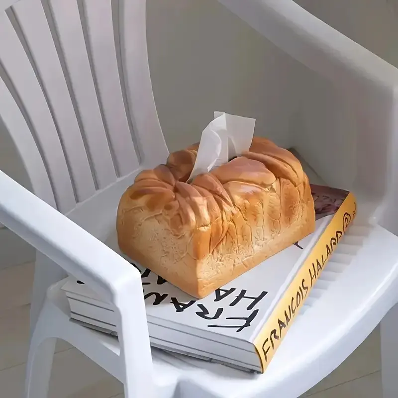 Funny Bread Tissue Box Artificial Elastic Butter Toast Shape Paper Storage Box Creative Spoof Home Office Drawer Napkin Box