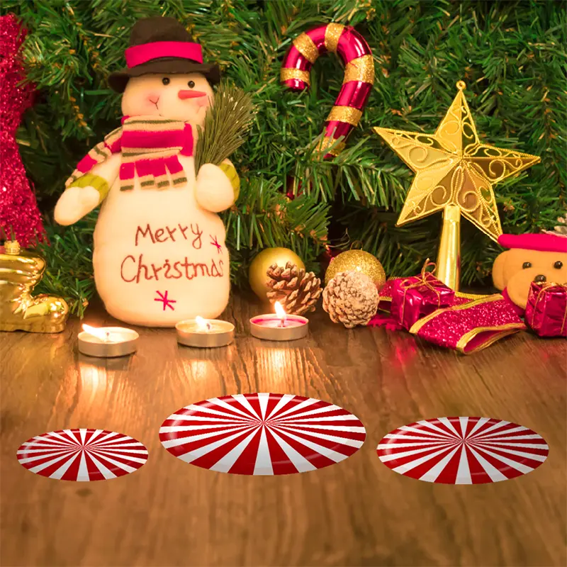 12pcs Cartoon Christmas Candy Wall Stickers For Kids Room Floor Home Decoration Wallpaper Art Glass Window New Year Sticker Gift