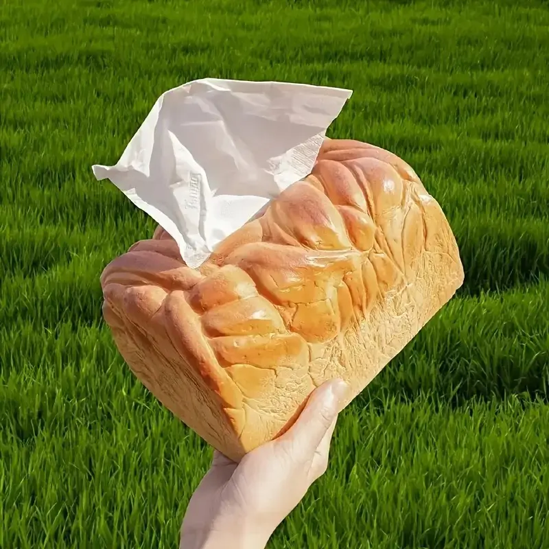 Funny Bread Tissue Box Artificial Elastic Butter Toast Shape Paper Storage Box Creative Spoof Home Office Drawer Napkin Box