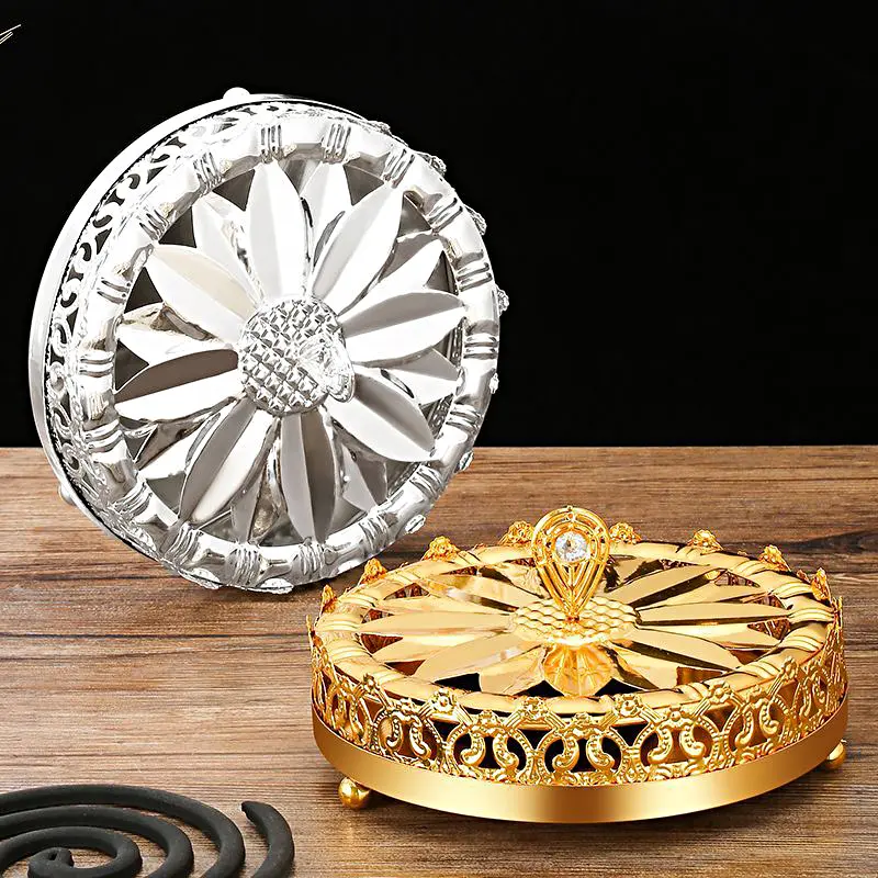 Mosquito Coils Holder Stainless Steel Mosquito Coil Box with Cover Round Mosquito Coil Tray Easy To Clean Anti-Mosquito Supplies