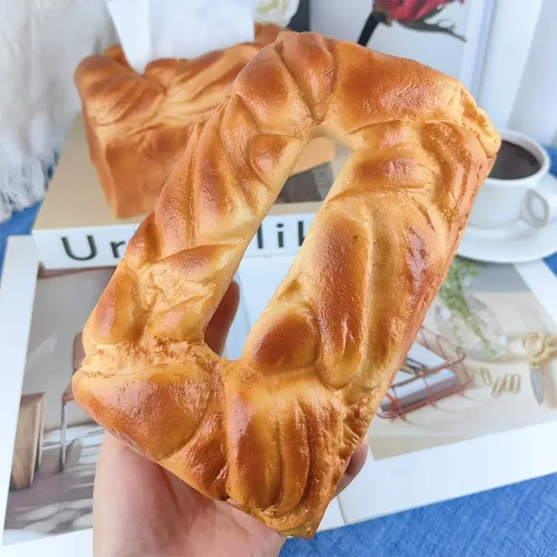 Funny Bread Tissue Box Artificial Elastic Butter Toast Shape Paper Storage Box Creative Spoof Home Office Drawer Napkin Box
