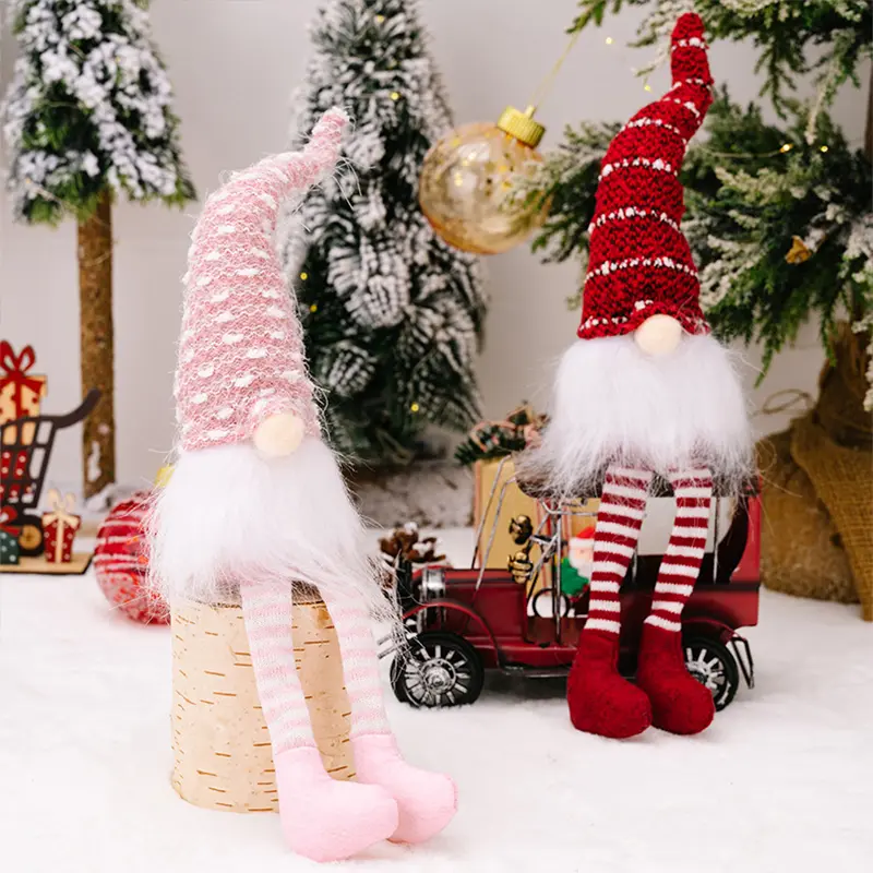 Christmas Faceless Doll Gnome Ornaments Plush Knitting Crafts Pendant Decor Christmas Decorations for Home Kids Gift
