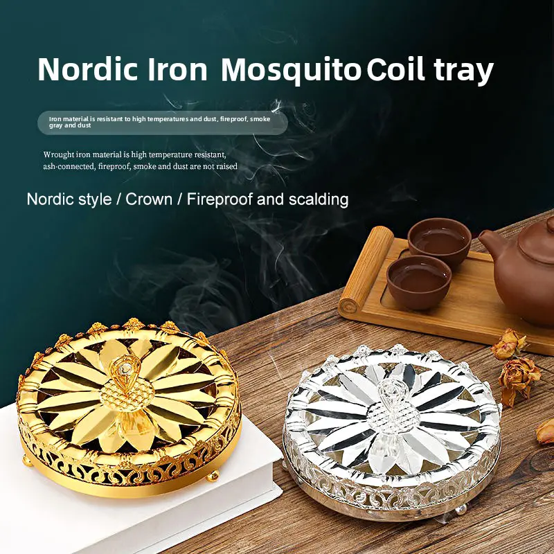 Mosquito Coils Holder Stainless Steel Mosquito Coil Box with Cover Round Mosquito Coil Tray Easy To Clean Anti-Mosquito Supplies