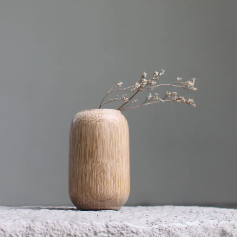 Solid Wood Small Vase Dry Flower Arrangement Vase Mini Wooden Vase Crafts Ornament Creative Home Living Room Tabletop Decoration