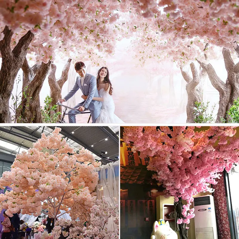 120cm Artificial Cherry Blossom Silk Flower Cherry Blossom Branch Wedding Arch Decoration Hotel Activity Living Room Home Decor