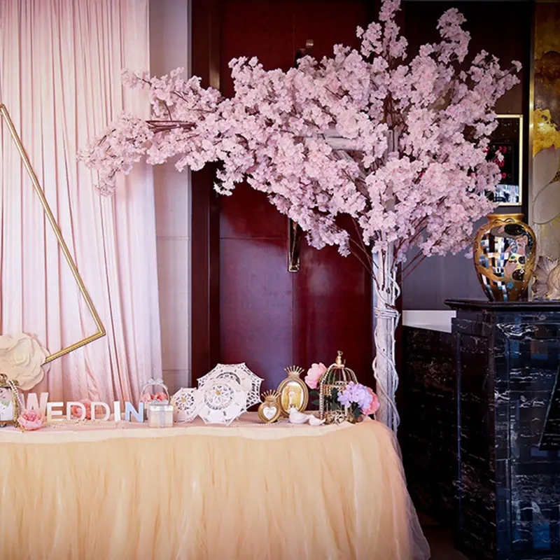 120cm Artificial Cherry Blossom Silk Flower Cherry Blossom Branch Wedding Arch Decoration Hotel Activity Living Room Home Decor