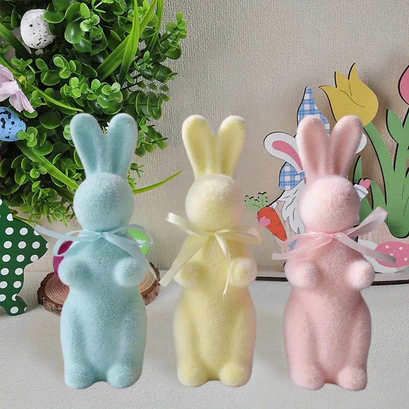 Easter Bunny Decor Easter Moss Rabbit Foam Green Flocking Bunny Ornament Desktop Decor For Living Room For 2025 Spring Easter