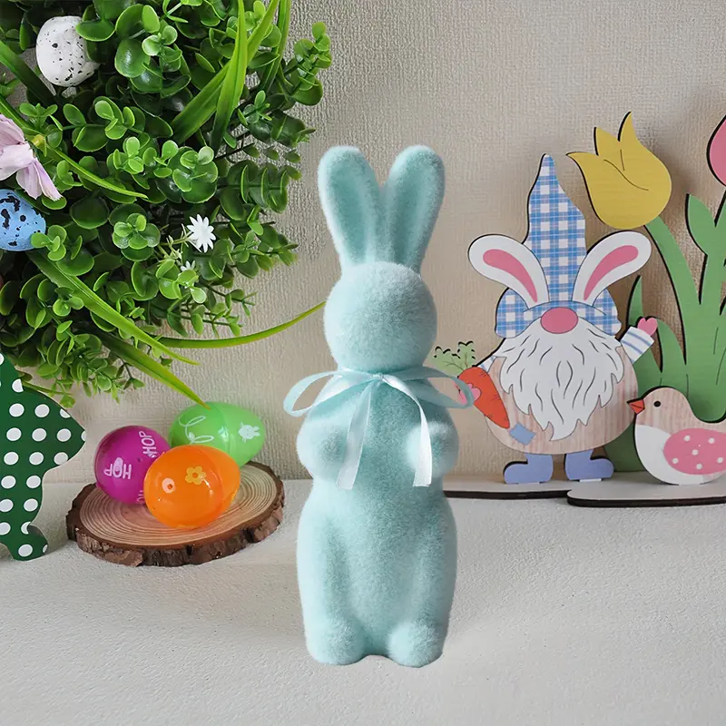 Easter Bunny Decor Easter Moss Rabbit Foam Green Flocking Bunny Ornament Desktop Decor For Living Room For 2025 Spring Easter