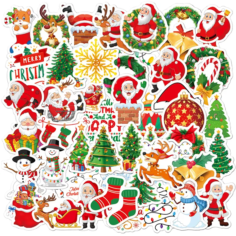 50pcs Christmas Santa Claus Creative DIY Sticker Sticker Scrapbook Skateboard Guitar Gift Aesthetic Sticker