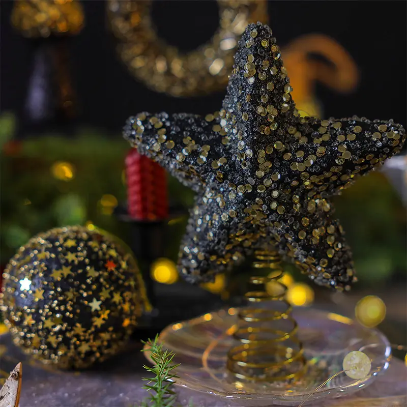 Christmas Ball Black Hanging Ball Xmas Tree Pendants Ornaments Tree Top Star Decoration Christmas Home Party Decor New Year Gift