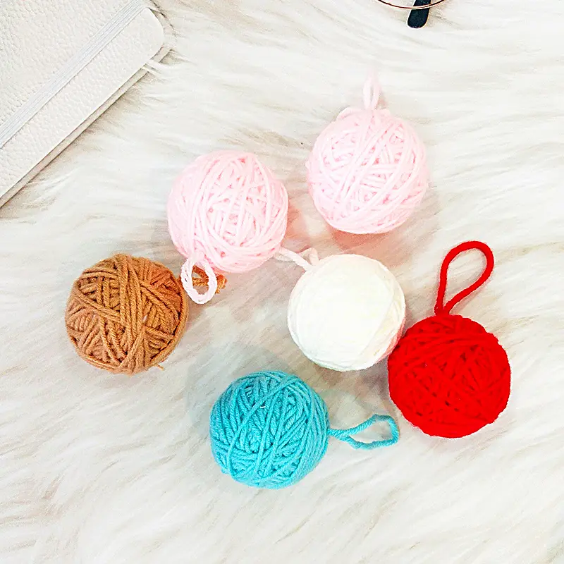 5PCS DIY Christmas Tree Decoration Ball Wool Felt Christmas Tree Hanging Decoration Ball Small Pendant 5cm Bauble Party Ornament