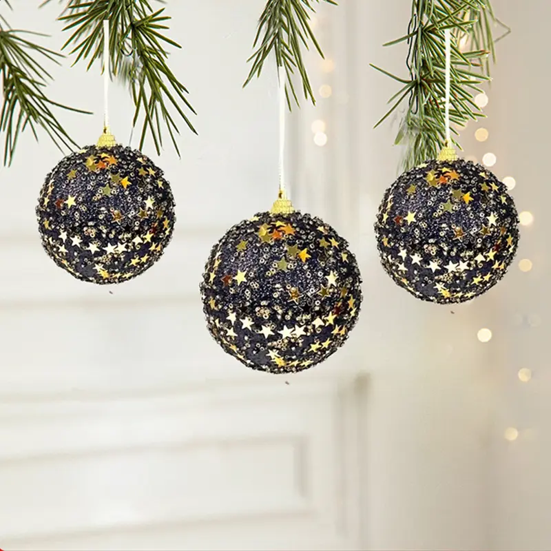 Christmas Ball Black Hanging Ball Xmas Tree Pendants Ornaments Tree Top Star Decoration Christmas Home Party Decor New Year Gift